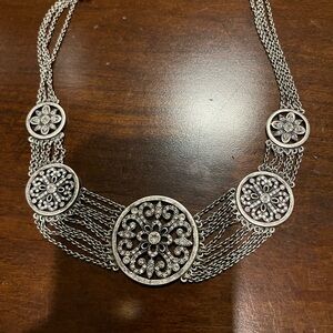 Touchstone Crystal Silver Filigree Necklace